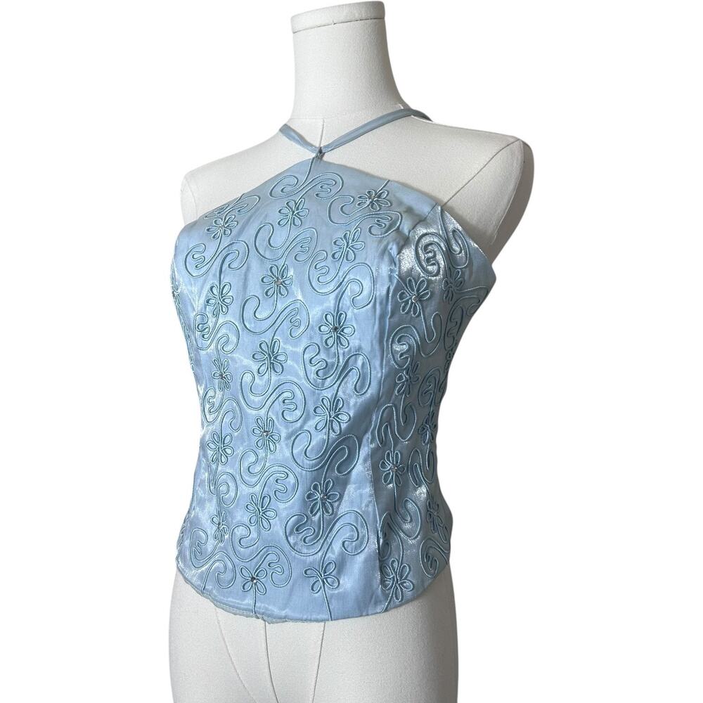 Vintage Corset Top - Ice Blue top, Beaded top, Fairycore , princesscore | 191